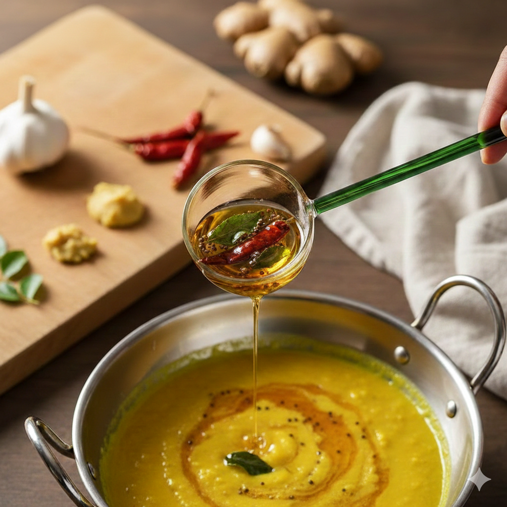 Heat Resistant Borosilicate Glass Tarka Spoon